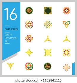 Celtic Ornament Icon Set. Infinite Endless Eternal Decorative Knot Buddhist Symbol Celtic Shield Symbol Element Sign Ornament Triqueta Quaternary