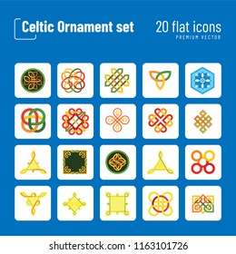 Celtic Ornament Icon Set. Infinite Endless Eternal Decorative Knot Buddhist Symbol Celtic Shield Symbol Element Sign Ornament Triqueta Quaternary