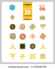 Celtic Ornament Icon Set. Infinite Endless Eternal Decorative Knot Buddhist Symbol Celtic Shield Symbol Element Sign Ornament Triqueta Quaternary