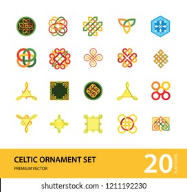 Celtic Ornament Icon Set. Infinite Endless Eternal Decorative Knot Buddhist Symbol Celtic Shield Symbol Element Sign Ornament Triqueta Quaternary