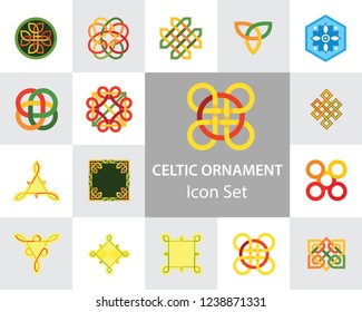 Celtic Ornament Icon Set. Infinite Endless Eternal Decorative Knot Buddhist Symbol Celtic Shield Symbol Element Sign Ornament Triqueta Quaternary