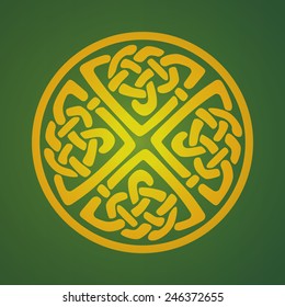 Celtic ornament symbol round form on green background, Vector Illustration