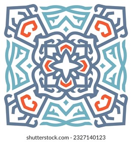 Celtic ornament tile background pattern with blue and red color