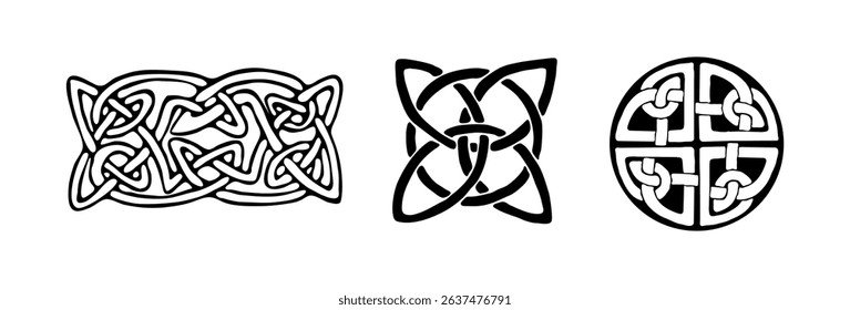 Celtic ornamental motifs set on black colour