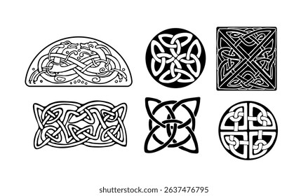 Celtic ornamental motifs set on black colour