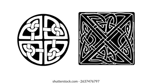 Celtic ornamental motifs set on black colour