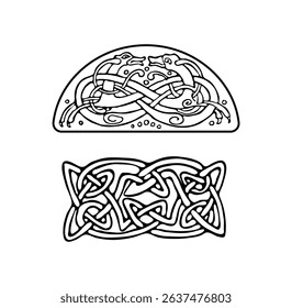 Celtic ornamental motifs set on black colour