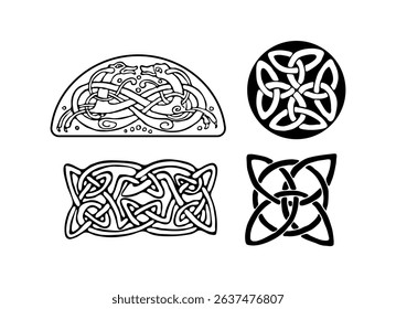 Celtic ornamental motifs set on black colour