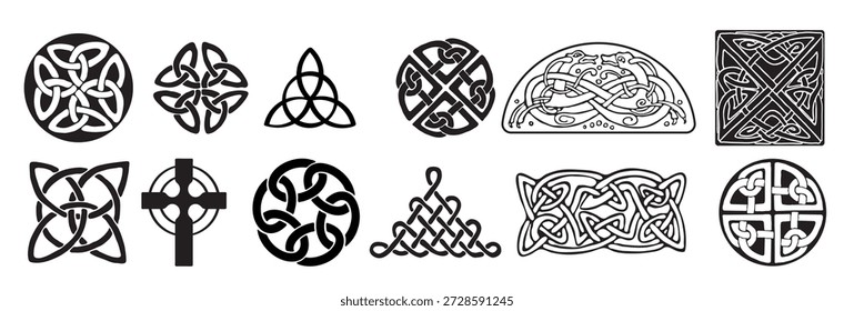 Conjunto de motivos ornamentales celtas Vector