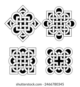 Celtic ornaments northern Irish motif, knots collection. Tattoo viking style, vintage magical patterns vector set 