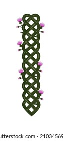 Celtic ornaments orborders for vintage and decoration design. Scottish pattern vector stock illustration. An old ornament with thistle flowers. Isolated on a white background.