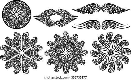 Celtic Ornaments Set-Variation of intricate and intertwined decorative pattern