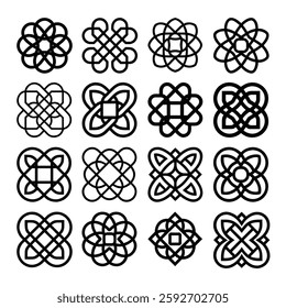 Celtic outline floral line vector design
