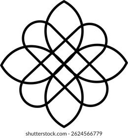 Celtic outline knots ornament, Medieval tattoo shape vector, infinite weaving pattern, various form, stickers assets, abstract geometric graphic elements for design isolated and transparent background