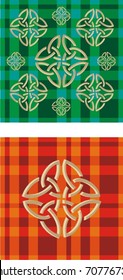 Celtic pattern - green and red square pattern