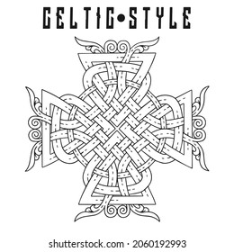 Celtic pattern. Ornamental celtic cross. Nordic style.