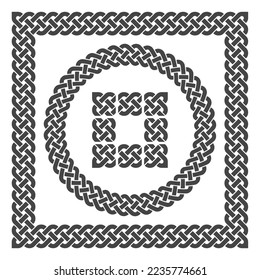 Celtic pattern. Set for creating frames and border with corner element. Vector illustration