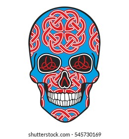 Celtic pattern with skull, pagan vintage design t shirts