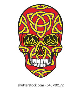 Celtic pattern with skull, pagan vintage design t shirts