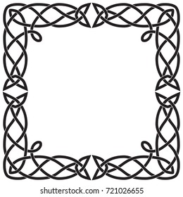 Celtic pattern, square black frame. Vector isolated cartoon on a white background. For postcards, orders, holidays.