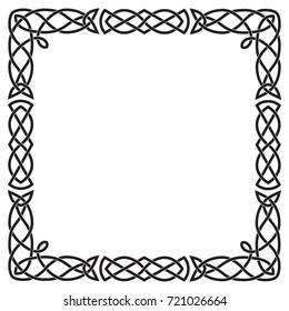 Celtic pattern, square black frame. Vector isolated cartoon on a white background. For postcards, orders, holidays.