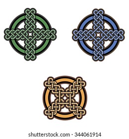 Celtic patterns set. Abstract geometric patterns wicker