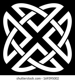 Celtic Quaternary knot isolated on black background. Vector illustration.