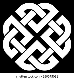 Celtic Quaternary knot isolated on black background. Vector illustration.