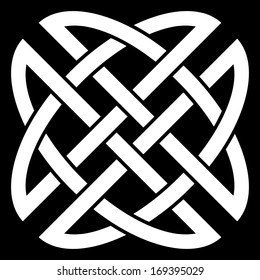 Celtic Quaternary knot isolated on black background. Vector illustration.