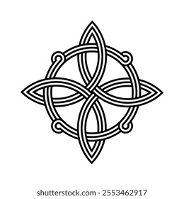 celtic quaternary trinity knot for tattoo icon logo web graphic. vector illustration. 