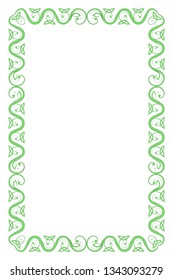 The Celtic rectangular vertical frame is green with black.