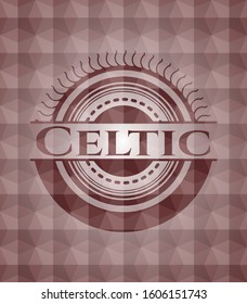 Celtic red geometric emblem. Seamless.