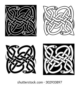 Celtic Reptiles Tangled Snakes Arranged Traditional Stock Vector ...