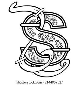 ilustración de letra S celta en formato vectorial