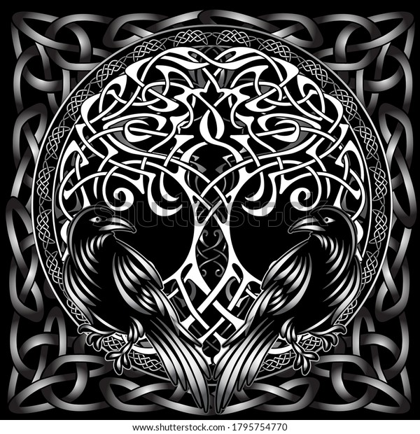 Celtic Sacred Symbols Yggdrasil Tree Life Stock Vector (Royalty Free ...
