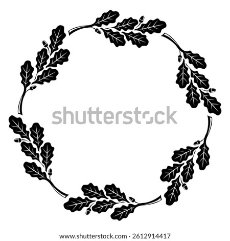 Celtic Scandinavian design. Oak leaf and acorn drawn in Old Norse Celtic vintage style, isolated on white, vector illustration