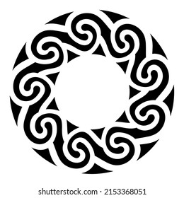 Celtic Scandinavian design. Round braided pattern in ancient Celtic style, isolated on black, vector illustration