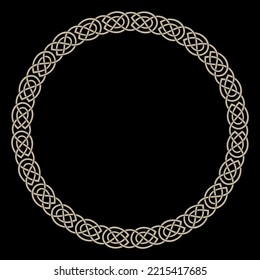 Celtic Scandinavian design. Round braided pattern in ancient Celtic style, isolated on black, vector illustration