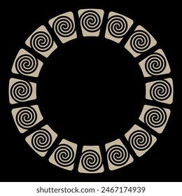 In: Celtic Scandinavian Design. Rundgeflochtenes Muster im alten keltischen Stil, isoliert auf Schwarz, Vektorillustration