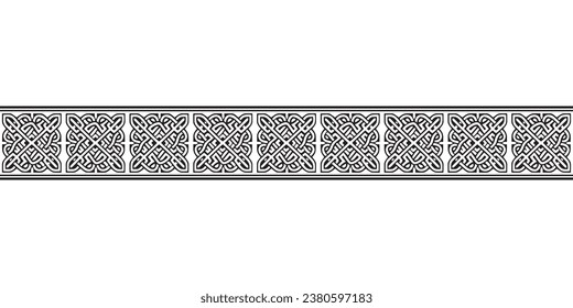 Celtic seamless ornament interlaced tape. Black ornament isolated on white background.