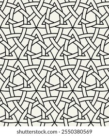 Celtic seamless pattern. Abstract graphic wallpaper. Vector tileable illustration. Interlaced geometric ornament.