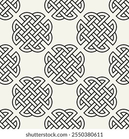 Celtic seamless pattern. Abstract graphic wallpaper. Vector tileable illustration. Interlaced geometric ornament.