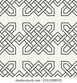 Celtic seamless pattern. Abstract graphic wallpaper. Vector tileable linear illustration. Interlaced geometric ornament.