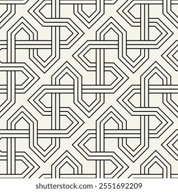 Celtic seamless pattern. Abstract graphic wallpaper. Vector tileable linear illustration. Interlaced geometric ornament.