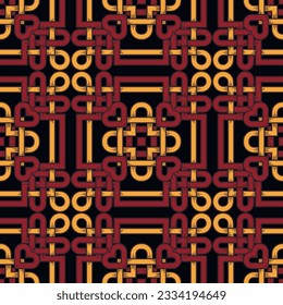 Celtic seamless pattern. Colorful ornamental celtic knots vector background. Repeat patterned backdrop. Tribal ethnic celtic style traditional ornaments in red yellow black colors. Endless texture.