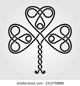 Celtic Shamrock decorative symbol isolated on white background. Vector illustration