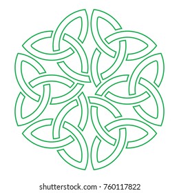 Celtic shamrock knot in circle. Symbol of Ireland. 