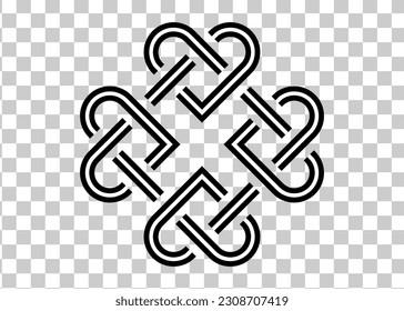 celtic shamrock knot heart love endless vector isolated on transparent background. vector illustration.