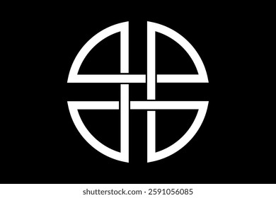 Celtic Shield Knot, Celtic cross to ward off evil spirits, powerful symbol, symbolizes protection, strength, and resilience. Tattoo sign Norse, and Viking traditions. Vector isolated black background