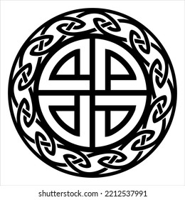 Celtic shield knot, Norse mythology, viking symbol, vector, isolated